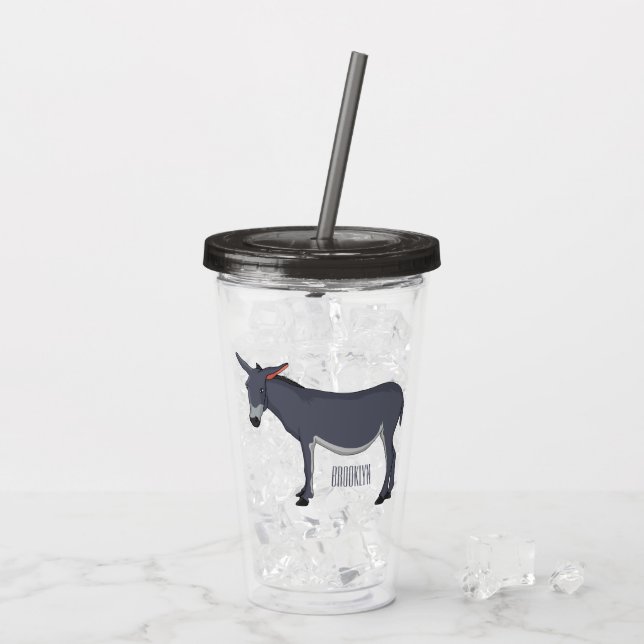 Donkey cartoon illustration  acrylic tumbler (Back Ice)