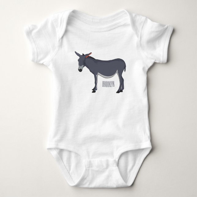 Donkey cartoon illustration baby bodysuit (Front)