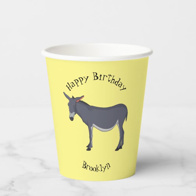 Donkey cartoon illustration  paper cups (Front)
