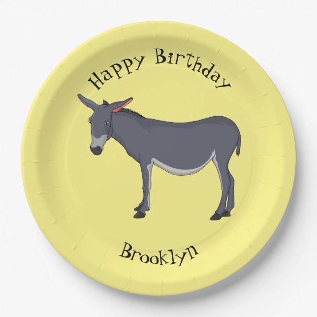 Donkey cartoon illustration  paper plate (Front)