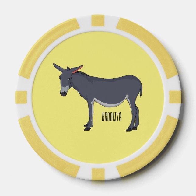 Donkey cartoon illustration  poker chips (Front)