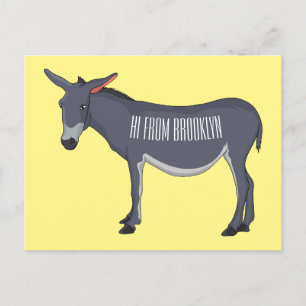 Donkey cartoon illustration postcard