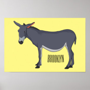Donkey cartoon illustration poster