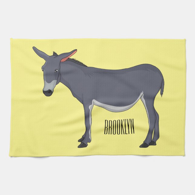 Donkey cartoon illustration  tea towel (Horizontal)