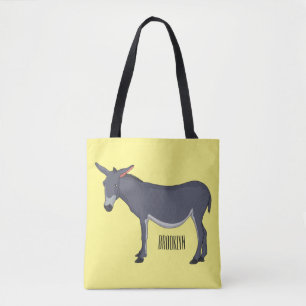 Donkey cartoon illustration tote bag