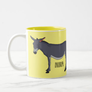 Donkey cartoon illustration  Two-Tone coffee mug