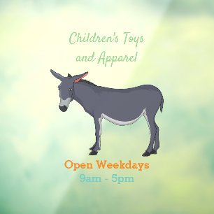 Donkey cartoon illustration window cling