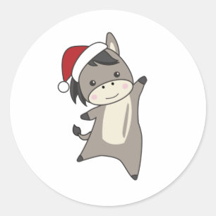 Donkey Christmas Donkeys Winter Animals Classic Round Sticker