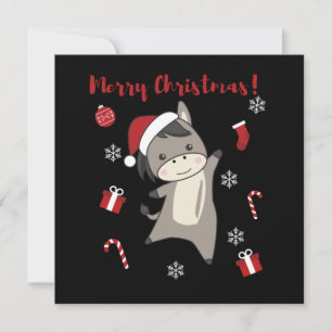 Donkey Christmas Donkeys Winter Animals Invitation