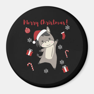 Donkey Christmas Donkeys Winter Animals Magnet