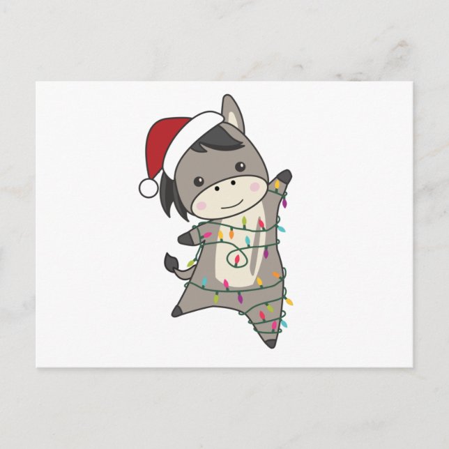 Donkey Christmas Donkeys Winter Animals Postcard (Front)
