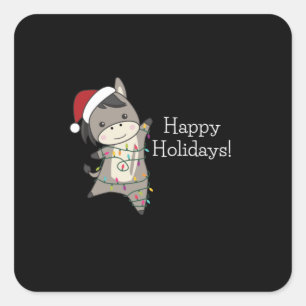 Donkey Christmas Donkeys Winter Animals Square Sticker