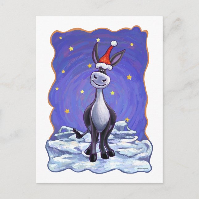 Donkey Christmas Holiday Postcard (Front)
