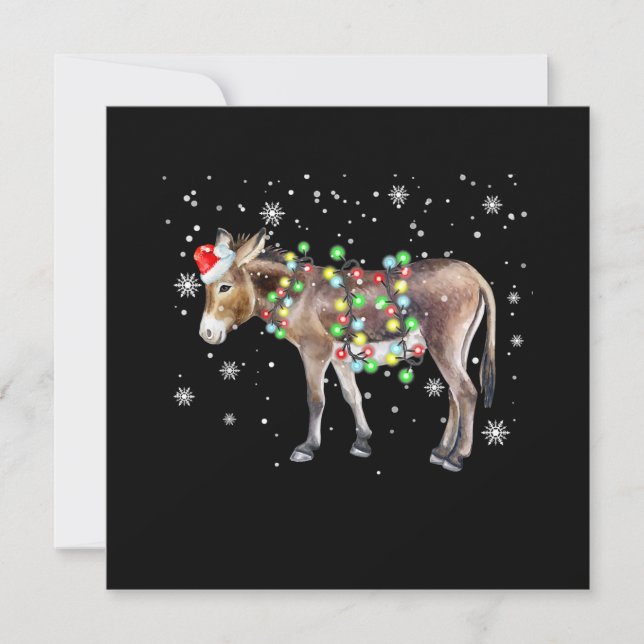 Donkey Christmas Lights Colour  | Santa Donkey Gif Holiday Card (Front)
