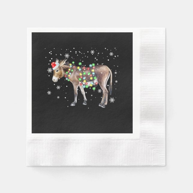 Donkey Christmas Lights Colour  | Santa Donkey Gif Napkin (Front)