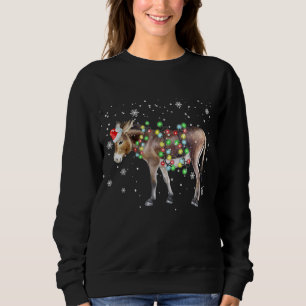 Donkey Christmas Lights Colour Santa Donkey Gif Sweatshirt