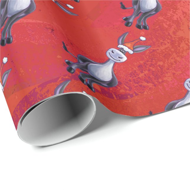 Donkey Christmas On Green Wrapping Paper (Roll Corner)