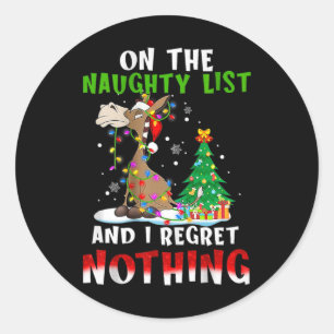 donkey christmas on the naughty list and i regret  classic round sticker