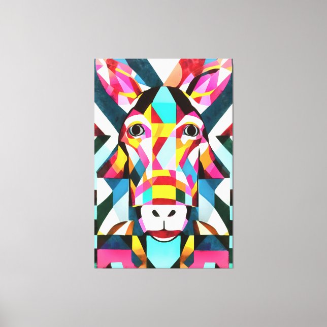 Donkey Colourful Fun Geometric Abstract Art Canvas Print (Front)