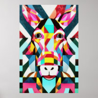 Donkey Colourful Fun Geometric Abstract Art