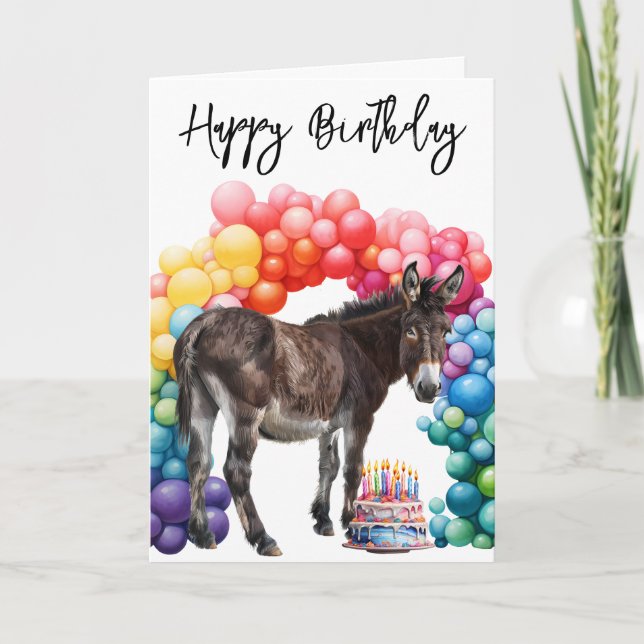 Donkey Cute Birthday Card (Front)
