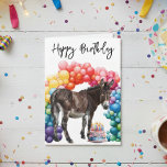 Donkey Cute Birthday Card<br><div class="desc">This design may be personalised in the area provided by changing the photo and/or text. Or it can be customised by clicking Personalise this Template and then choosing the click to customise further option and delete or change the colour of the background, add text, change the text colour or style,...</div>