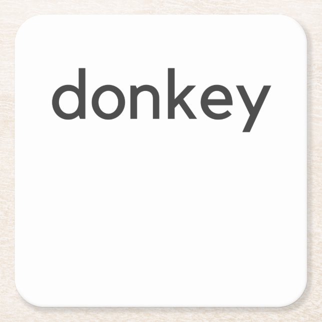 donkey dark square paper coaster (Front)