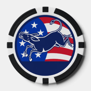 Donkey Democrat Flag Poker Chips