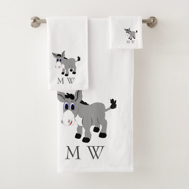 Donkey Design Monogrammed Bath Towel Set (Insitu)
