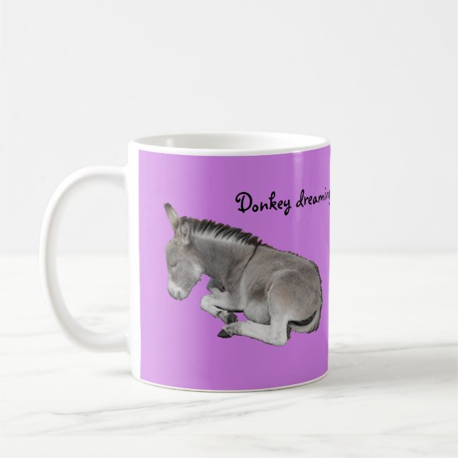 Donkey dreaming cute baby donkey foal coffee mug (Left)