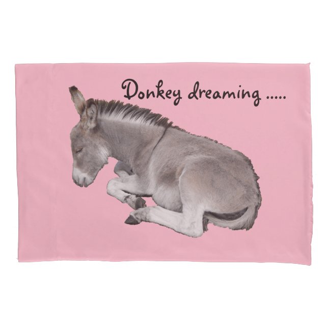 Donkey dreaming cute baby donkey foal pillowcase (Front)
