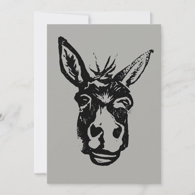 Donkey Face Stamp Holiday Card (Front)