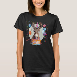 Donkey Face with Birthday Balloons and Cake Costum T-Shirt
