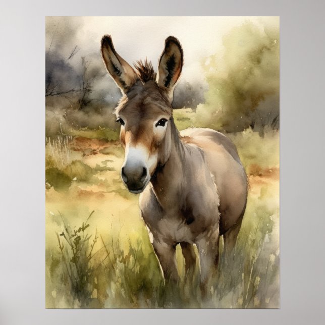 Donkey Farm Animal Art Print Poster (Front)