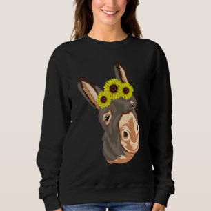 Donkey Farmer Farm Animal Sunflower Crown Donkey Sweatshirt
