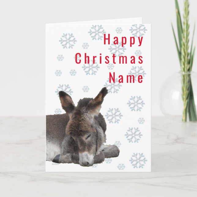 Donkey Foal Deco Christmas Holiday Card (Front)
