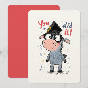 Donkey Genius Graduation – Nerd Glasses and Cap Invitation