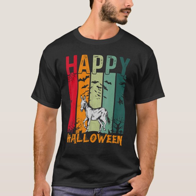 Donkey   Girls Boys Retro Style Halloween Dinner P T-Shirt (Front)