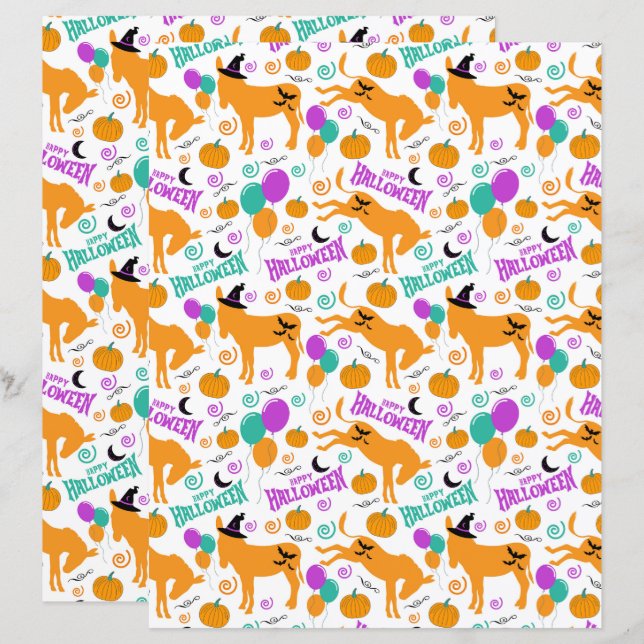 Donkey Halloween Scrapbook Paper (Front/Back)