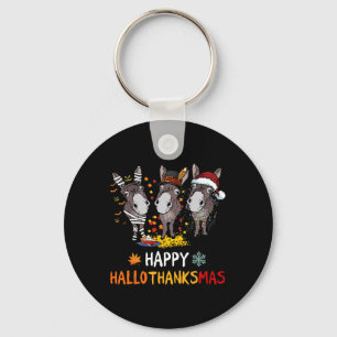 Donkey Happy Hallothanksmas Love Donkey Farmer Tee Key Ring