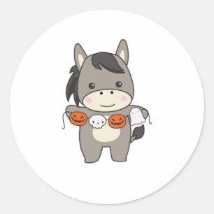 Donkey Happy Halloween Pumpkin Bat Costume Classic Round Sticker
