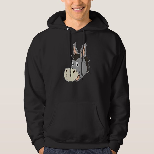 Donkey Head Smiling Laughing Mule Zoo Animal Farme Hoodie (Front)