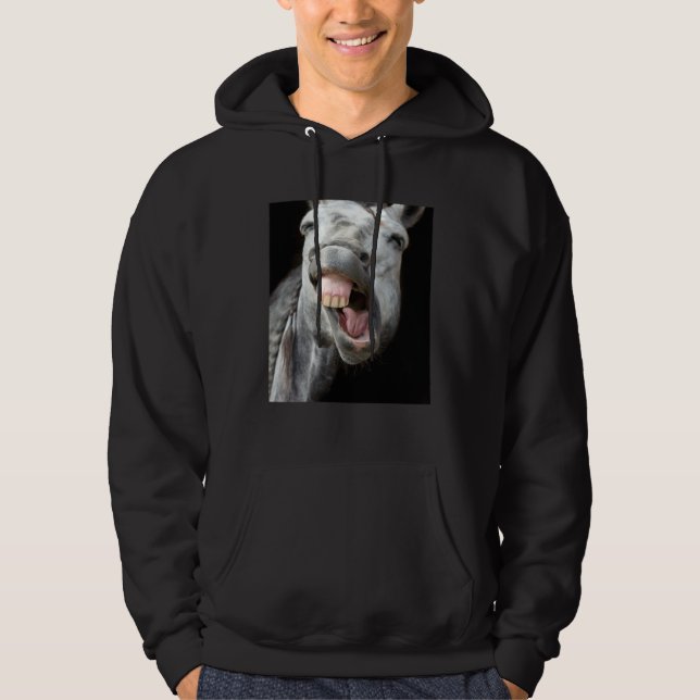 Donkey Horse Face Showing Off Cute and  Face Anima Hoodie (Front)
