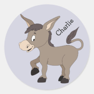 Donkey illustration custom name kids' stickers