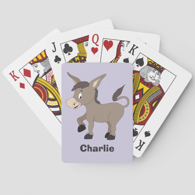 Donkey illustration custom name playing cards (Back)