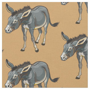 donkey illustration fabric