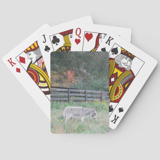 Donkey in a Fall Autumn Field. Playing Cards (Back)