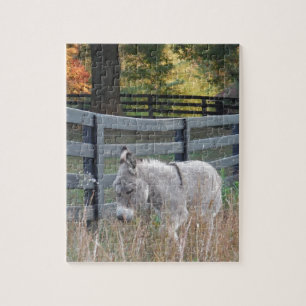 Donkey in an Autumn Field Jigsaw Puzzle