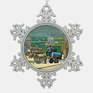 Donkey In Kenya Snowflake Pewter Christmas Ornament