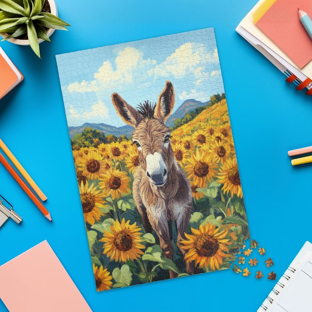 Donkey in Sunflower Field Jigsaw Puzzle (Creator Uploaded)